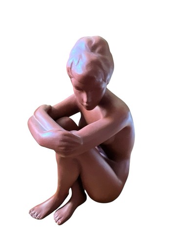 "Figura de mujer desnuda vintage Keramik Austria MCM TERRACOTTA 8"" de alto etiqueta original como nueva"