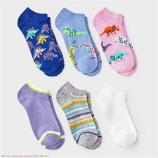 Women's Dinosaur 6pk Low Cut Socks - Assorted Colors 4-10 SEE DEAL