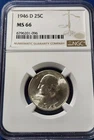 A 1946 D Washington Quarter NGC MS66!!!