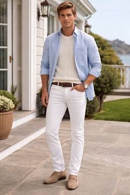 Spier & Mackay Denim Men's Slim Fit Jeans Cotton Straight Off White 31x32 Preppy