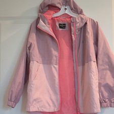 Eddie Bauer Kids Girls Pink Hooded Full Zip Windbreaker Jacket 10/12