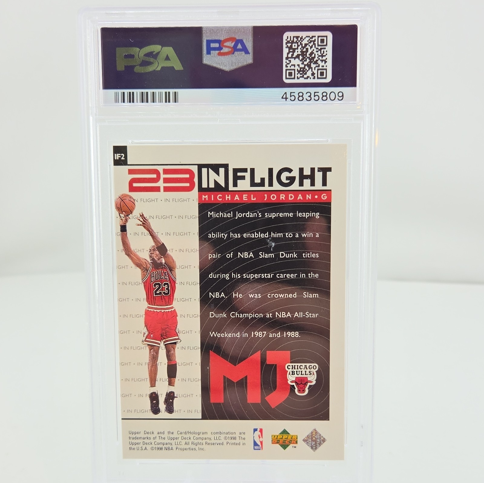 Upper Deck 1998-99 MJ Living Legend Michael Jordan In Flight #IF2 PSA 8 view 2