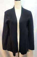 NWT  Charter Club Luxury Cashmere Black OPEN Cardigan LARGE