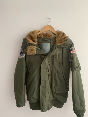 Alpha Industries Polar Jacket Mens Size S Small Hooded Bomber Parka Olive Green