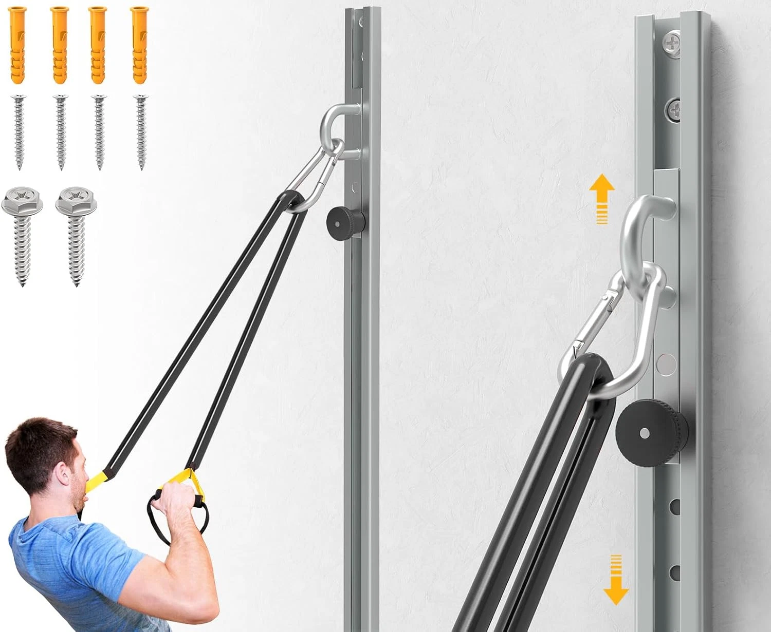 Adjustable Wall-Mounted Anchor Fitness System with Automatic Locking Function， R