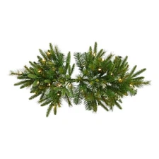 Vickerman 18" PE Cashmere Artificial Christmas Swag with LED Lights in Green