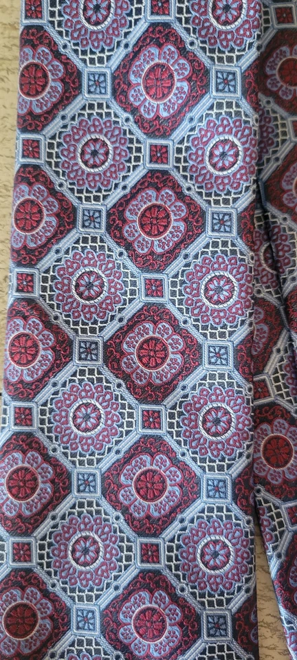 Corbata Pierre Cardin 100 % poliéster para hombre azul/rojo geométrica floral Foto 4 de 4