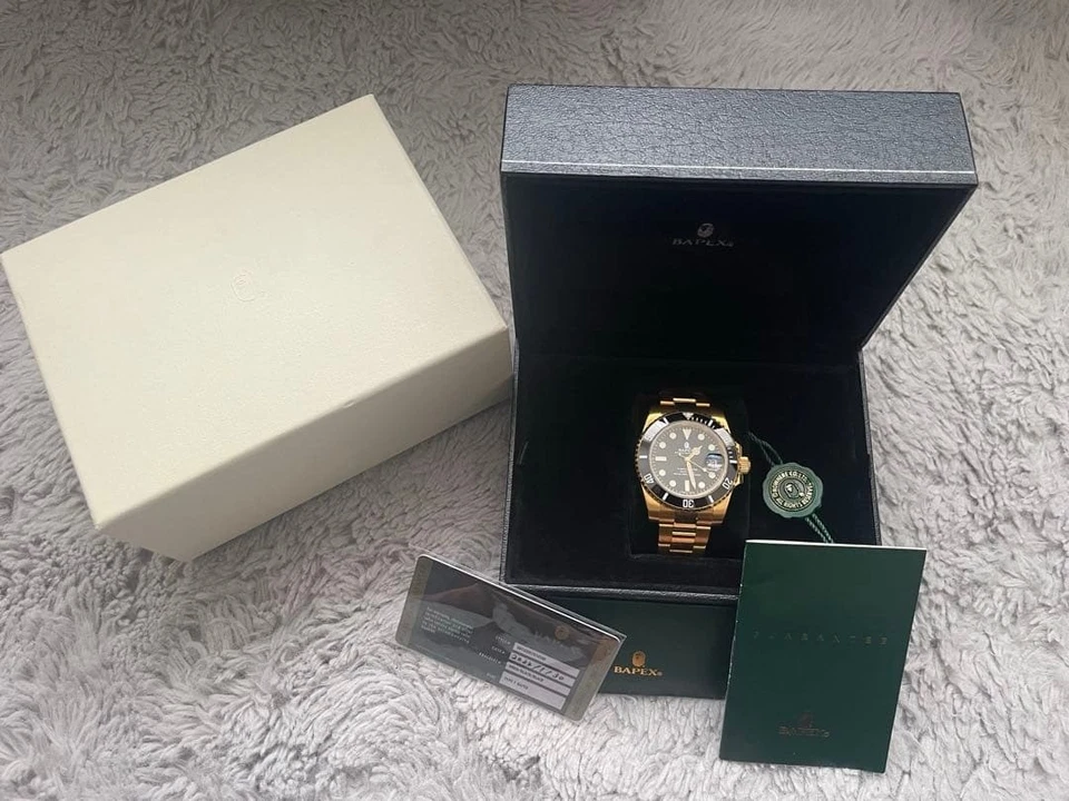 A BATHING APE BAPEX 类型 1 M 金色男士腕表日本经典型号 — 第 2/4 张图片