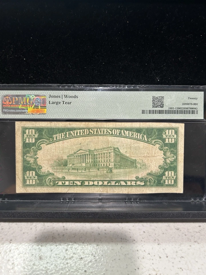 SASA 1929 Citizens National Bank $10 Anthony Kansas Pmg Vf20 Large Tear - Image 2 of 3