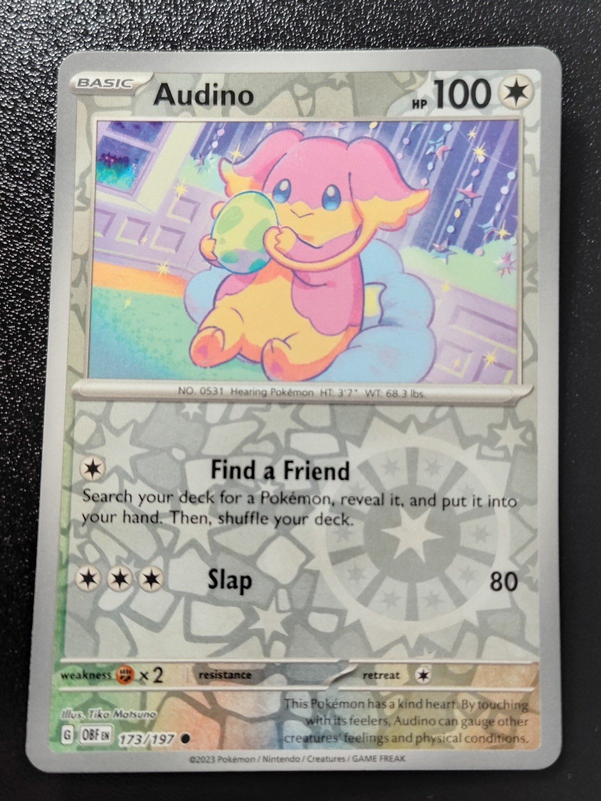 Pokemon Obsidian Flames Audino Reverse Holo Common Card 173/197 NM