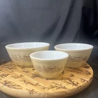 Vintage Pyrex Mushrooms Forest Fancies Mixing Bowl Set: Almond Brown 401-403