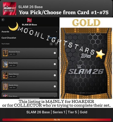 VIDEOGAME Topps WWE Slam 26 - BASE SERIES 1 ''2026'' Gold - You Pick/Choose