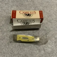 Vintage Camillus NY USA 715Y Yello Jaket Single Blade Lock Back Pocket Knife New