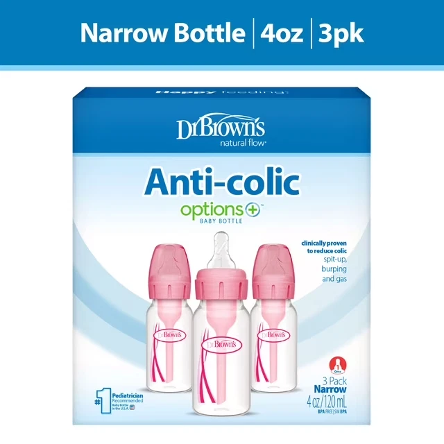 Anti-Colic Baby Bottles Slow Flow Narrow Feeding Bottle 3 Pack 0m+
Opens in a new window or tab