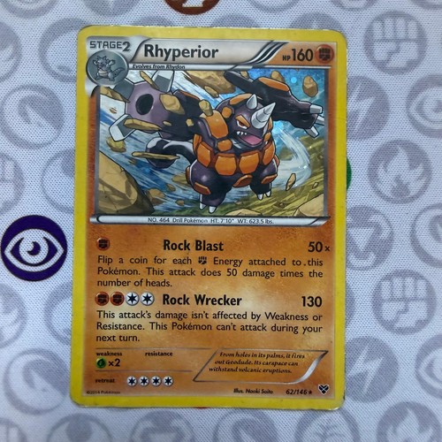 Rhyperior 62/146 Rare XY Base Set Pokemon Reverse Holo Heavily Played