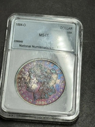 1884 O Morgan Silver Dollar BU Uncirculated MS+ Monster Toning Toned (Slab3603)