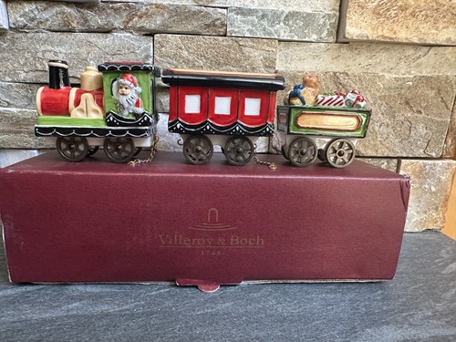 VILLEROY & BOCH Rare Boxed 3 Piece XMAS TRAIN SET - Porcelain - Christmas Toys