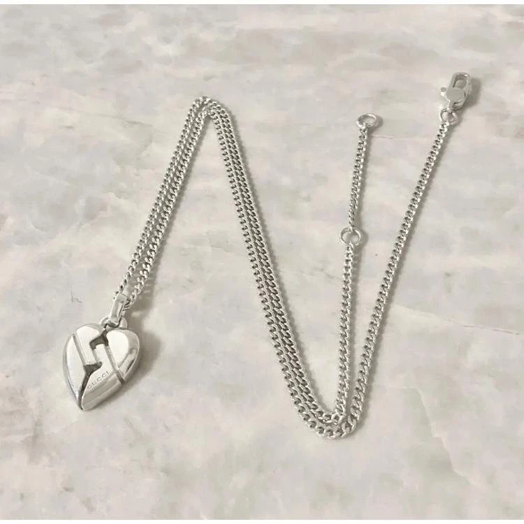 Collier GUCCI nœud coeur argent 925 chaîne 42 45 cm SV accessoires femme