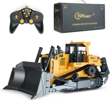 Top Race RC Bulldozer Toys for Boys - Remote Control Construction Vehicle with M