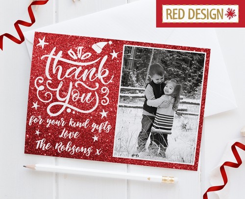 10 x Personalised Christmas Thank You Cards Notes With Photo Pack & Envelopes - Picture 26 of 46