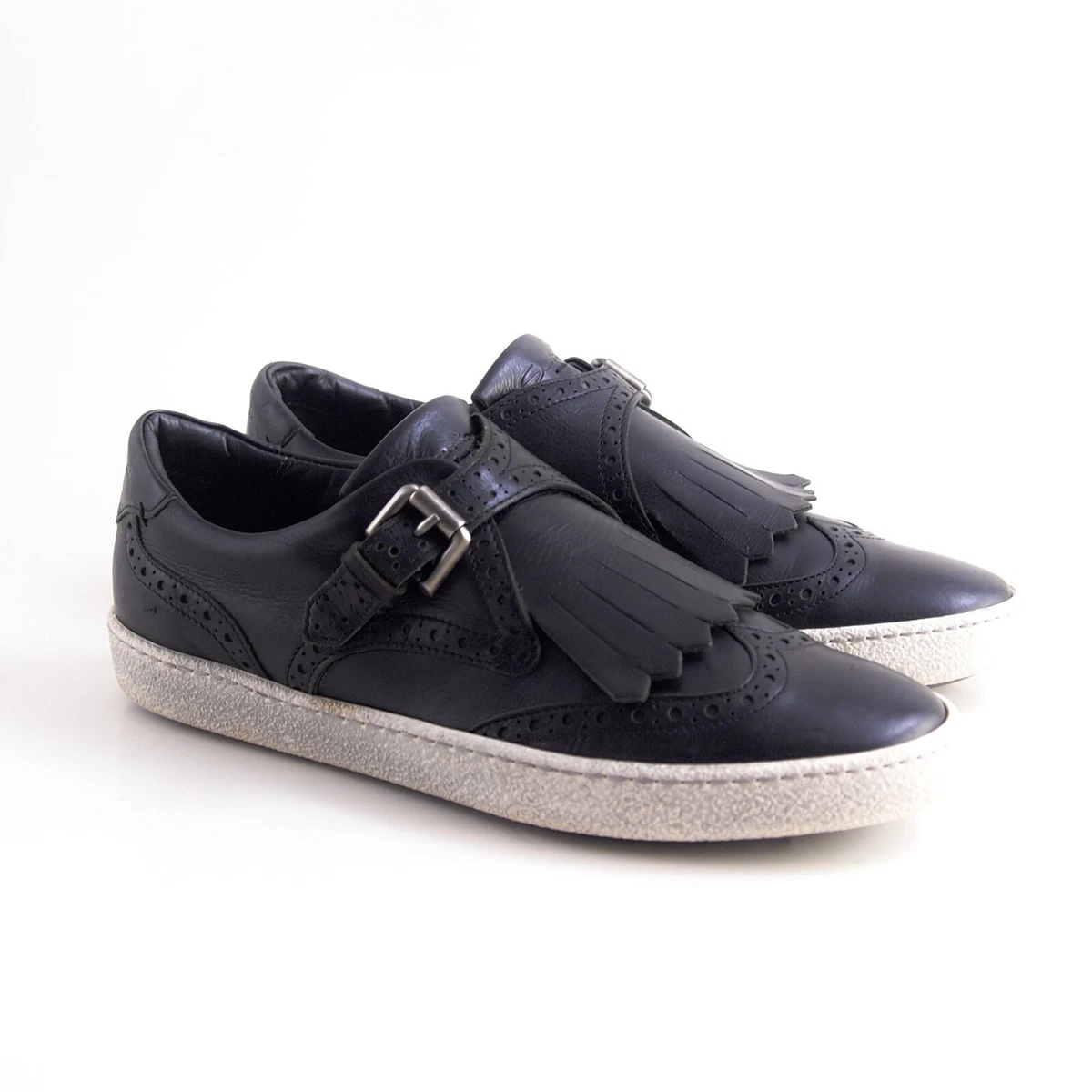Bottines Santoni En Cuir Noir à Franges - Taille EU 37 / US 7 - Occasion, Style Baskets Chic