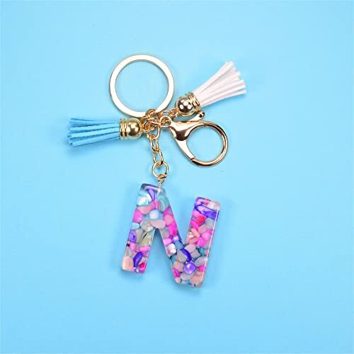 Alphabet Initial Letter A-Z Keychains for Women Tassel Pendant Key Ring for N - Picture 4 of 7