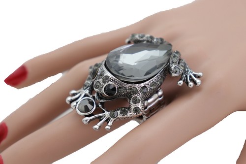 Mujeres Plata Metal Rana Grande Anillo Moda Joyería Banda Elástica Único Atractivo Audaz - Imagen 7 de 12