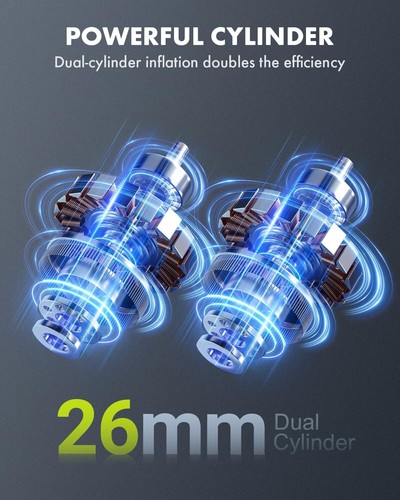 Tire Inflator Portable Air Compressor, 4X Faster Inflation Cordless Air Compress - Picture 3 of 8