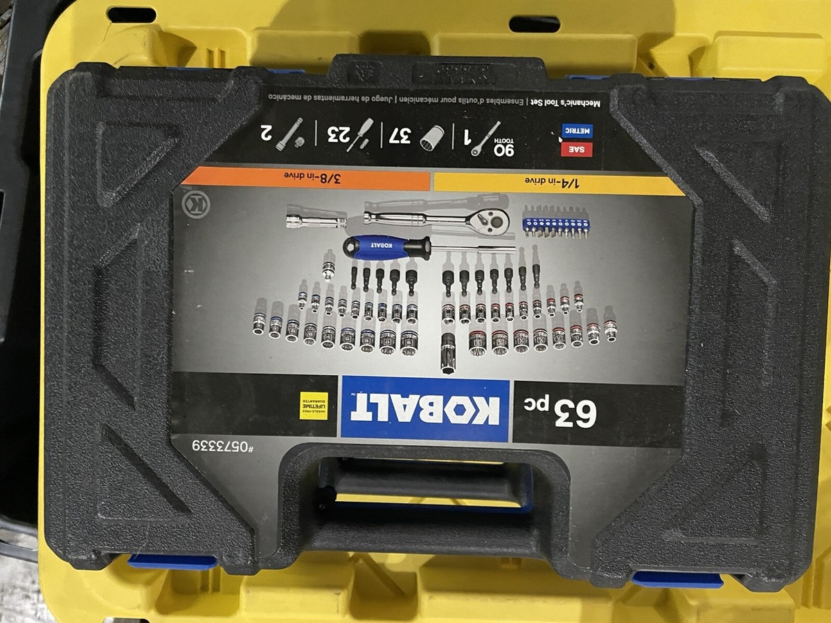 メンテナンス Made in USA KOBALT TOOL Kobalt 63-Piece Mechanic's Tool Set Standard (SAE) and Metric