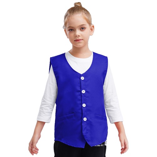 Unisex Kid Volunteer Activity Vest Button Up Waistcoat Uniform Sleeveless Jacket - Picture 8 of 119