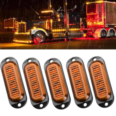 5X 4LED Truck Side Marker Light Emergency Tips Beacon Warning Lamp 12-24V Yellow