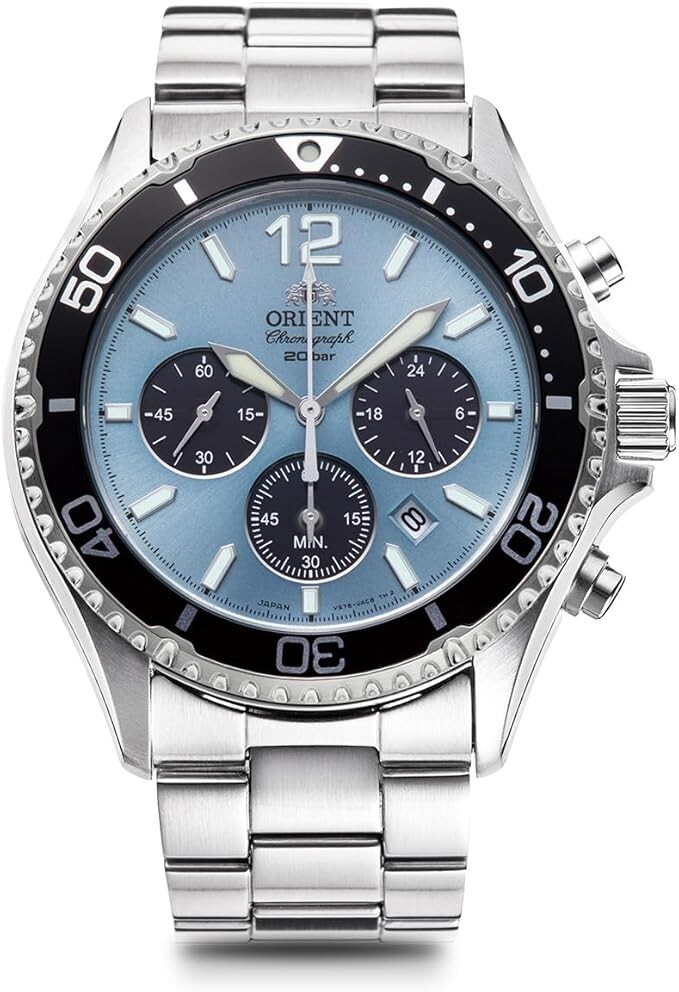 Orient Mako RN-TX0206L Mens Watch Panda Sport Blue Dial Solar