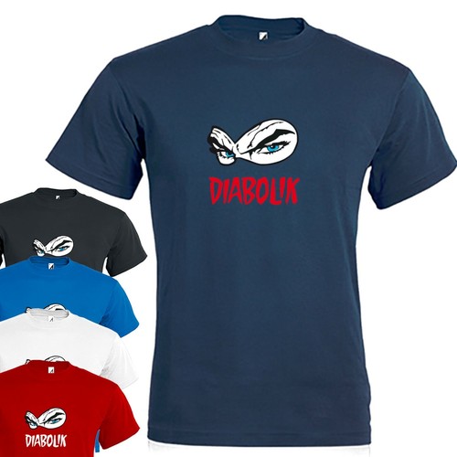 T shirt Tinta unita con stampa DIABOLIK Maglia manica corta | eBay