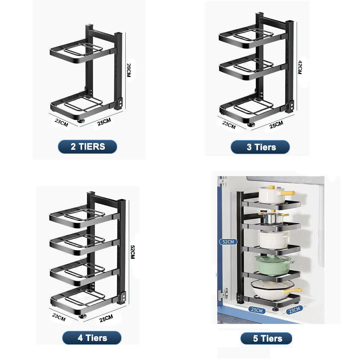 Kitchen Pot Frying Pan Storage Rack Organizer Cookware Shelf Holder 2/3