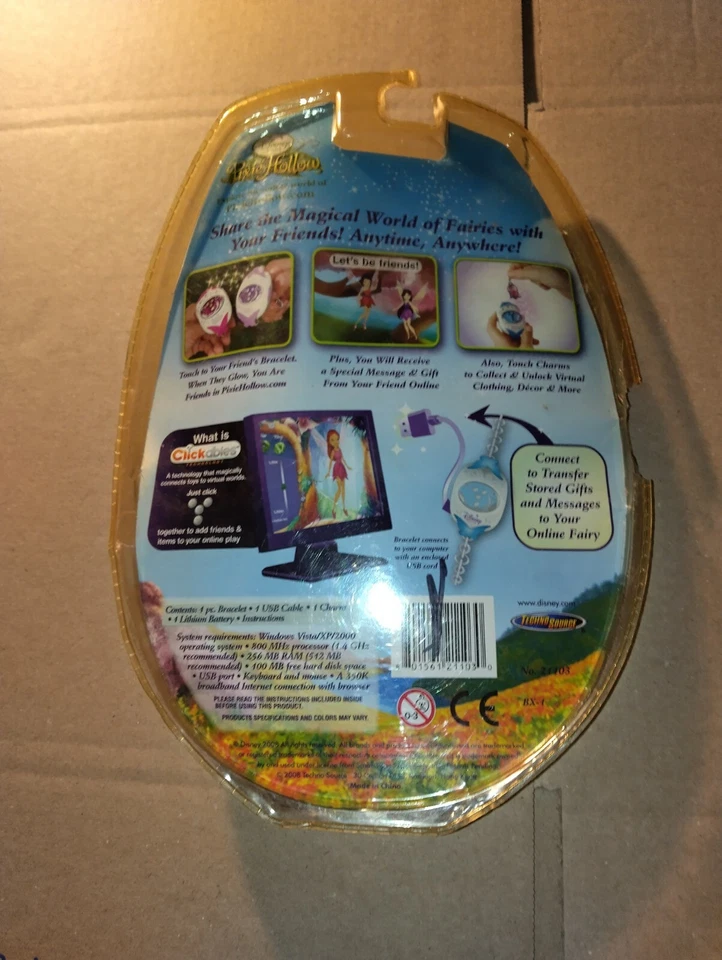 Disney Pixie Hollow Clickables Fairy Friendship Bracelet + Charm NEW in package - Image 3 of 3