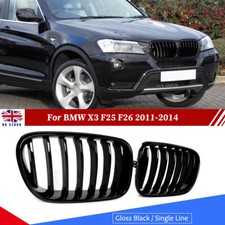 Gloss Black Front Kidney Grille Single Slat Fit For BMW X3 F25 F26 2011-2014