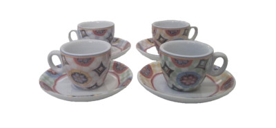 Maxwell Williams Espresso Demitasse Cups and Saucers Kaleidoscope Set of 4