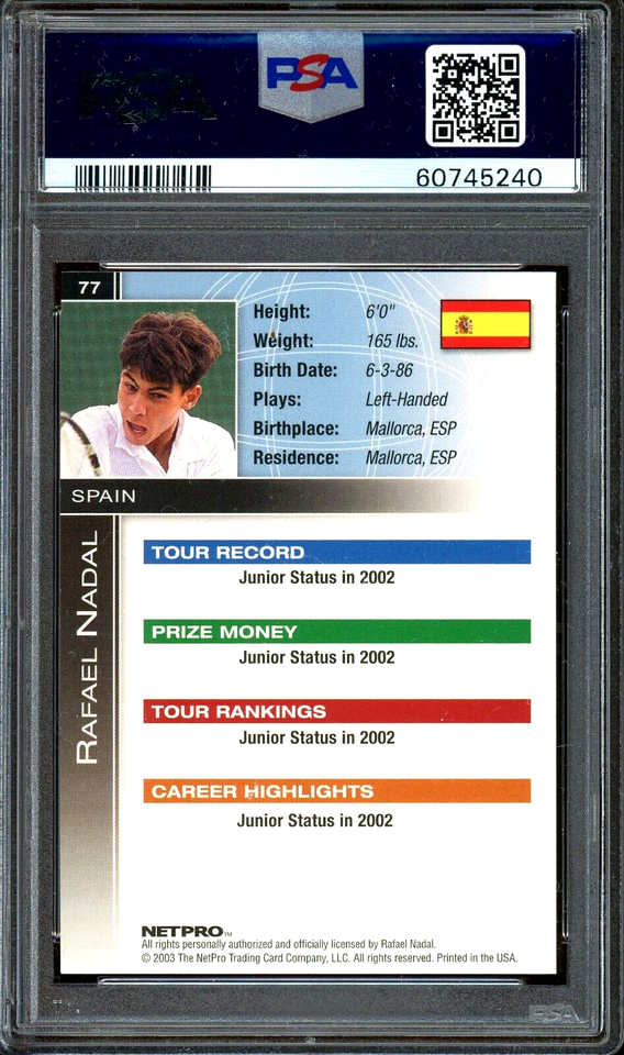 2003 Netpro Tennis #70 Rafael Nadal - Parera CGA Rookie