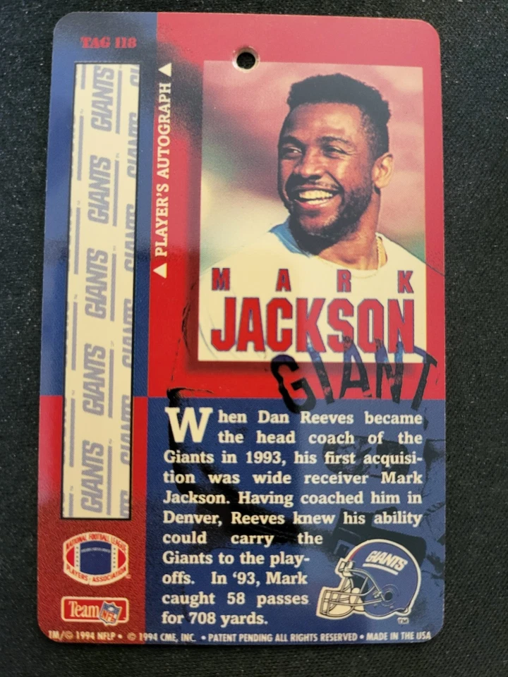  1994 NFL Pro Tag #118 Mark Jackson New York Giants - Image 2 of 2