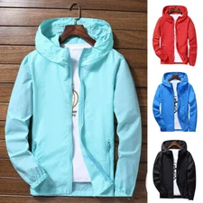 Mens Outwear Lightweight Windbreaker Waterproof Rain Jacket Hooded Breathable