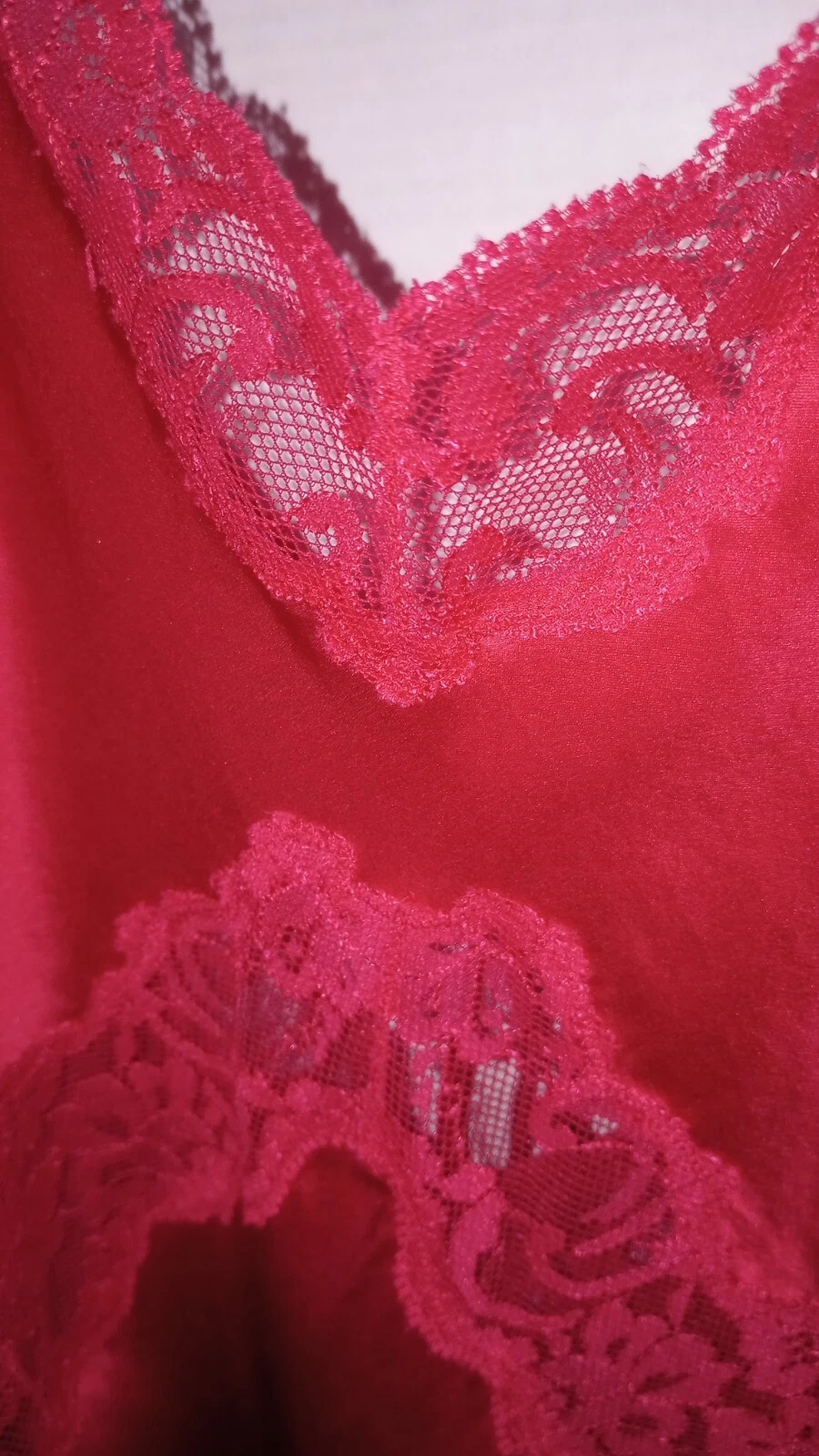 UNDERCOVER Abito Vintage Victorias Secret ?% Seta Raso Rosso Pizzo Y2k Chemise Nighty XS Sexy 03