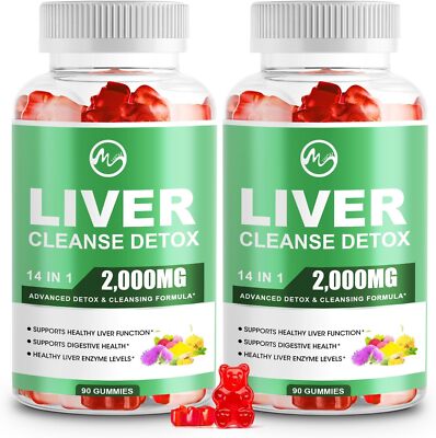 2Packs Liver Cleanse Detox & Repair Gummies, Sugar Free Liver Health Support