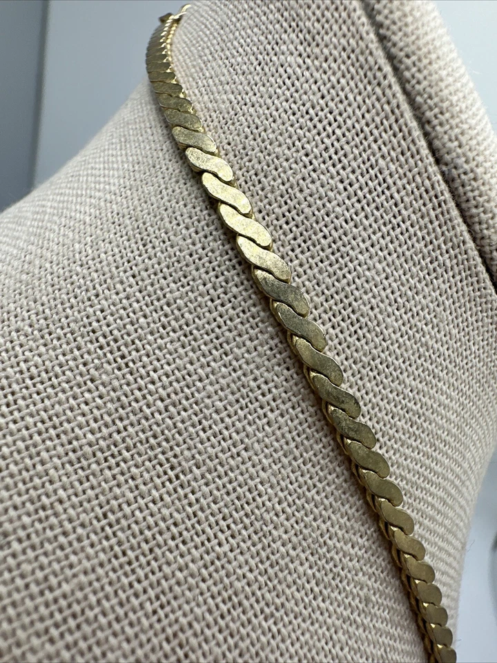 "Collar de 30"" cadena serpentina doble tono dorado brillante de 3 mm" Foto 4 de 4