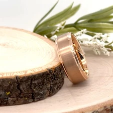 8mm Brushed Center Wedding Ring Rose Gold IP Plated Tungsten High Polished Band