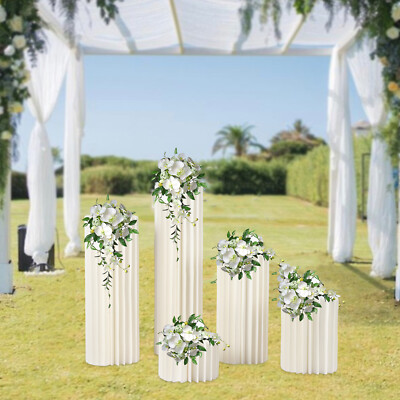 5pcs Faltbare Karton Centerpiece, Zylinder Hochzeit  Säulen Vasen Blumen Stehen