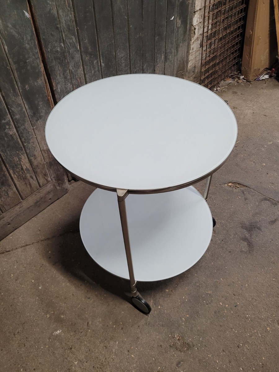 ⛳【匿名配送】IKEA STRIND ストリンド コーヒーテーブル ホワイト Vintage Ikea STRIND White Glass & Metal Rolling Side Table | eBay UK