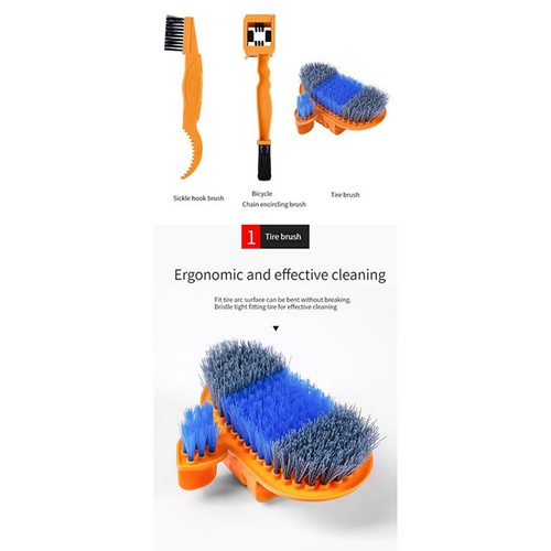 Bicycle Chain Cleaner Bike Wash Tool Cycling Scrubber Tire Clean Brush Tool Kit - Picture 4 of 17