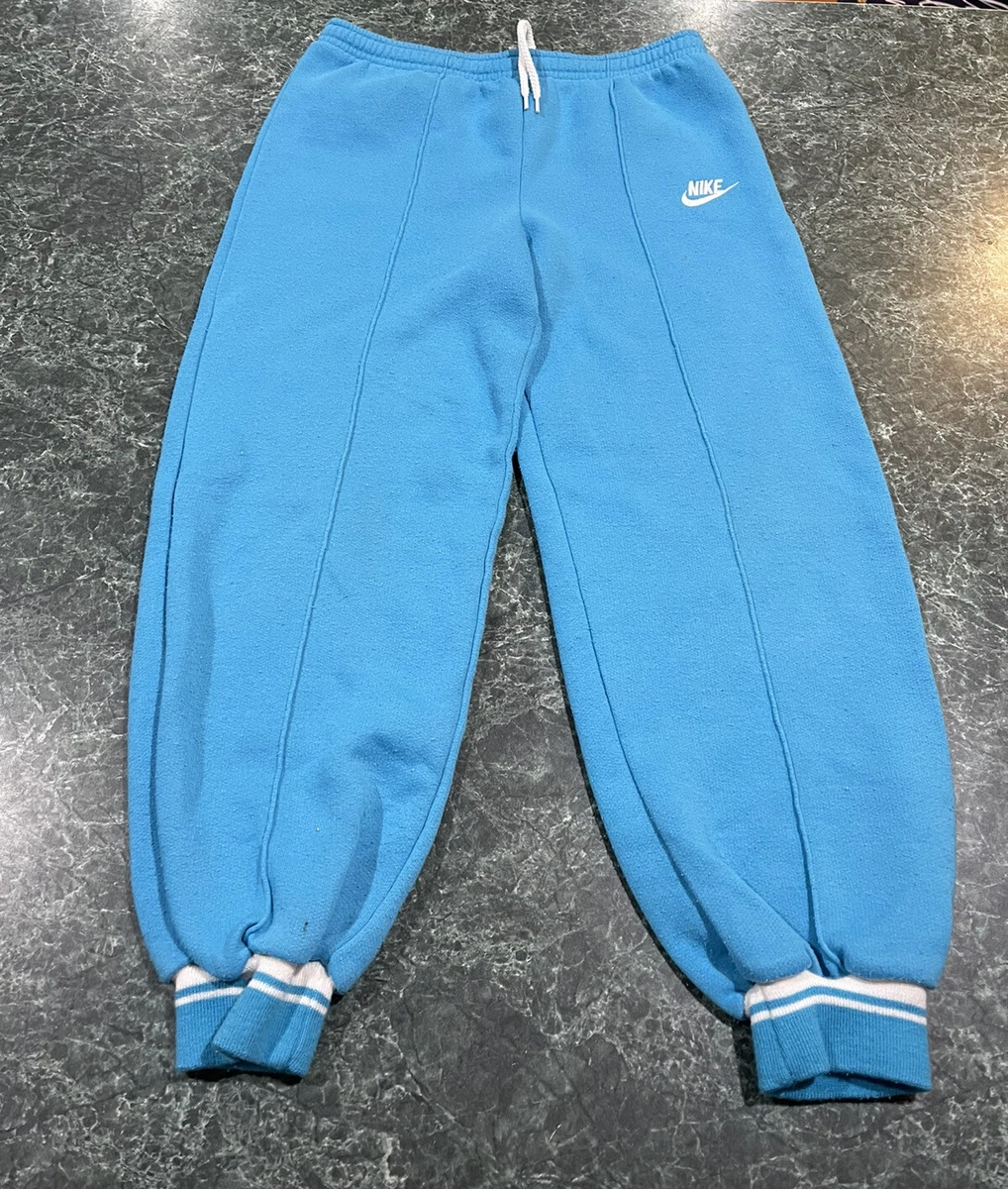 Vintage 80s Nike Blue Joggers Sweatpants w/ Drawstring Unisex Size