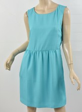 J. CREW Pool Aqua Blue SLEEVELESS RUCHED DRESS Crepe Tank Dress M 10