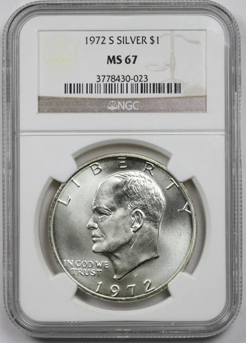 1972-S $1 NGC MS 67 Eisenhower IKE Silver Dollar